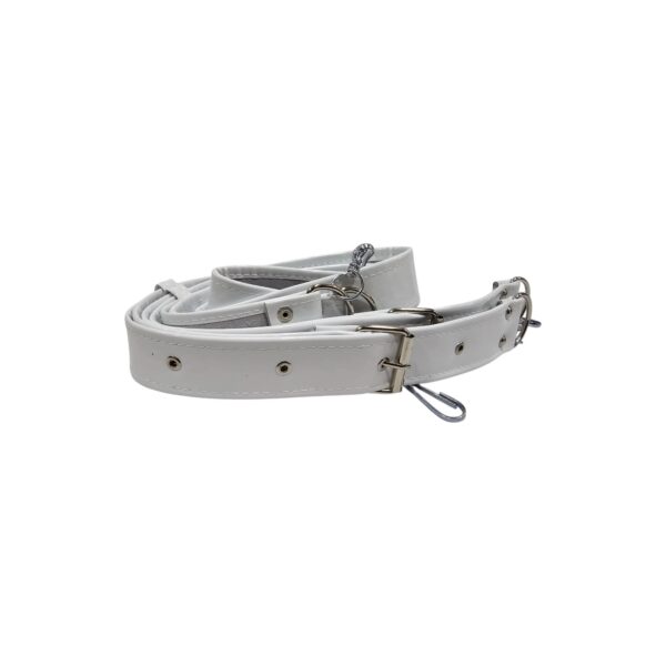 Correa Bombo en Charol Forrada en Carnaza Blanco