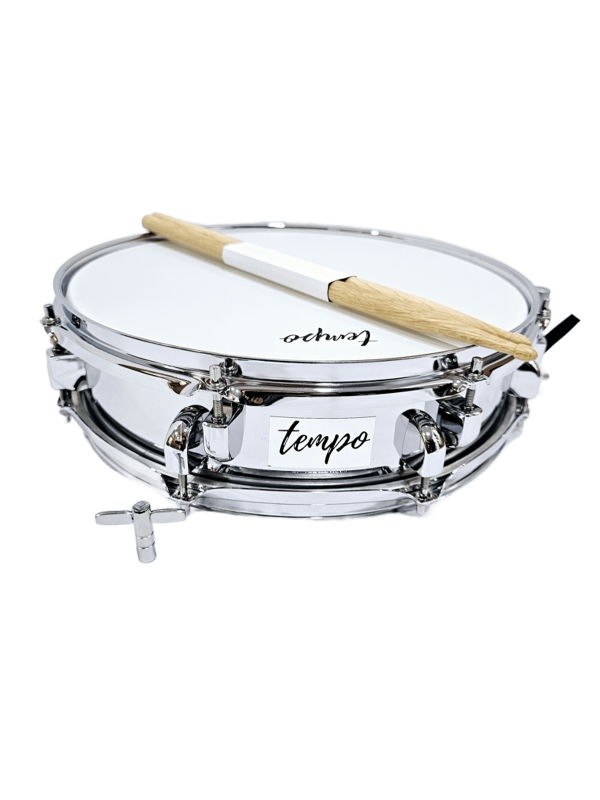 Redoblante Tempo Metálico 14" X 5.5" Con Baquetas Y Llave De Afinar