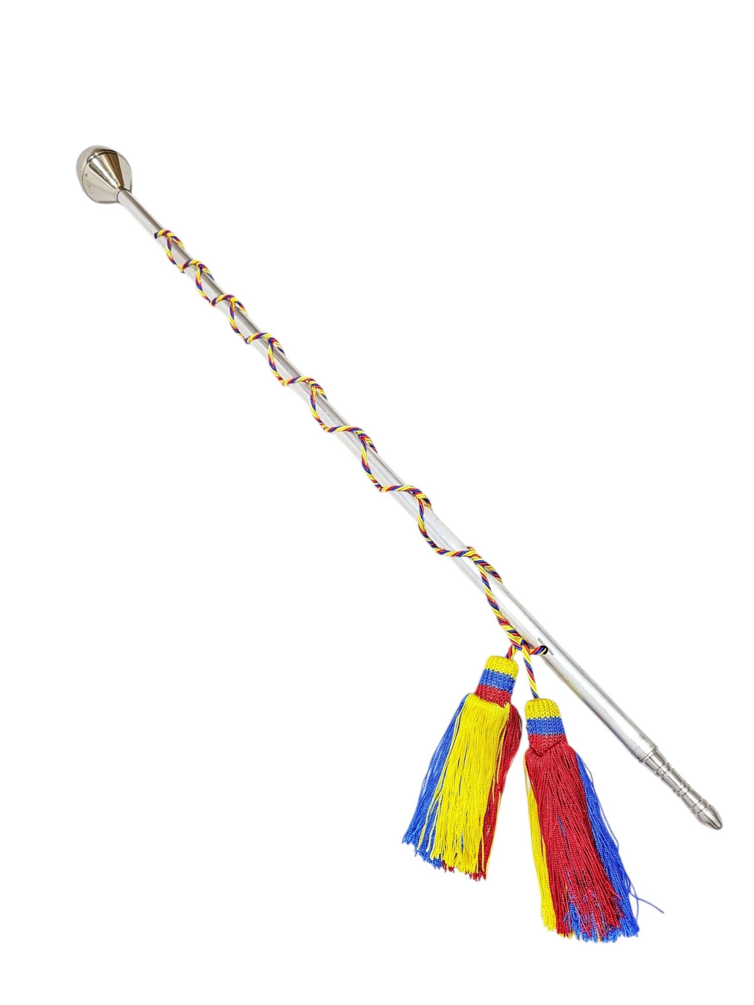 Bastón De Mando JB Plateado Con Guaripola, Recatón, Cordón Y Borlas Color Deseado - Image 1