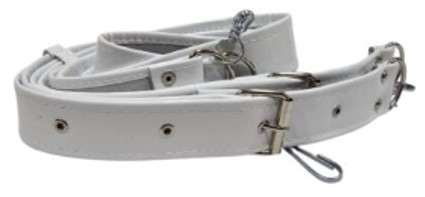 Correa Bombo JB en Charol Forrada En Carnaza Blanco