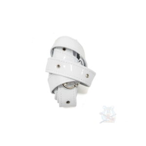 Correa universal sencillas JB redoblante/granadera/tambora en charol forrada en carnaza blanco / negro